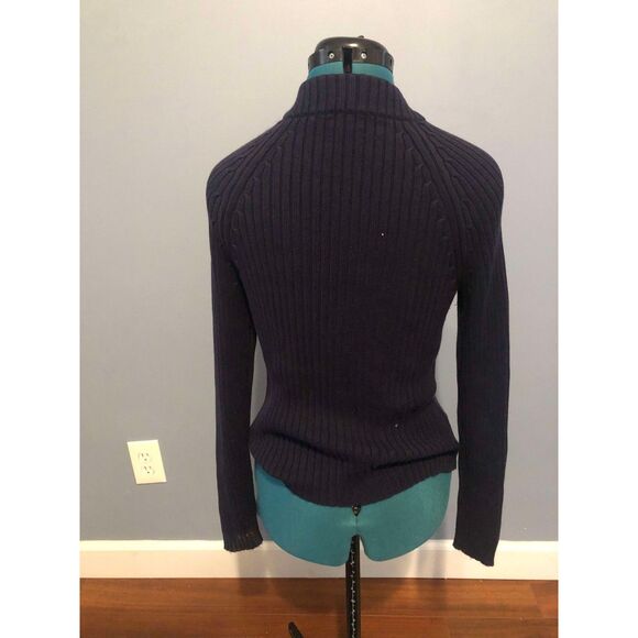 J.McLaughlin Vintage Deep Navy Ribbed Quarter Zip Sweater, size S - Picture 4 of 4